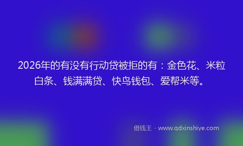 2026年的有没有行动贷被拒的有：金色花、米粒白条、钱满满贷、快鸟钱包、爱帮米等。