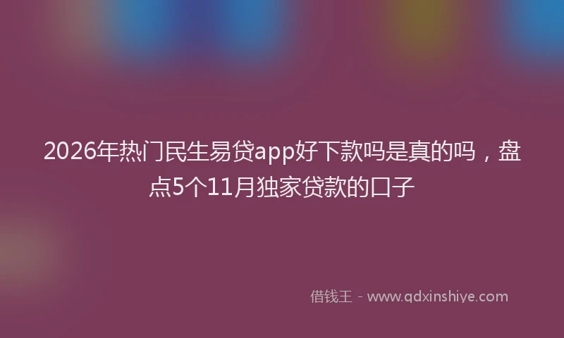 2026年热门民生易贷app好下款吗是真的吗，盘点5个11月独家贷款的口子