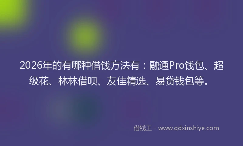 2026年的有哪种借钱方法有：融通Pro钱包、超级花、林林借呗、友佳精选、易贷钱包等。