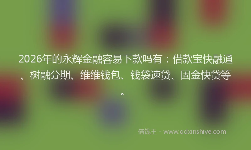 2026年的永辉金融容易下款吗有：借款宝快融通、树融分期、维维钱包、钱袋速贷、固金快贷等。