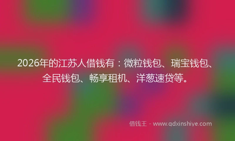 2026年的江苏人借钱有：微粒钱包、瑞宝钱包、全民钱包、畅享租机、洋葱速贷等。