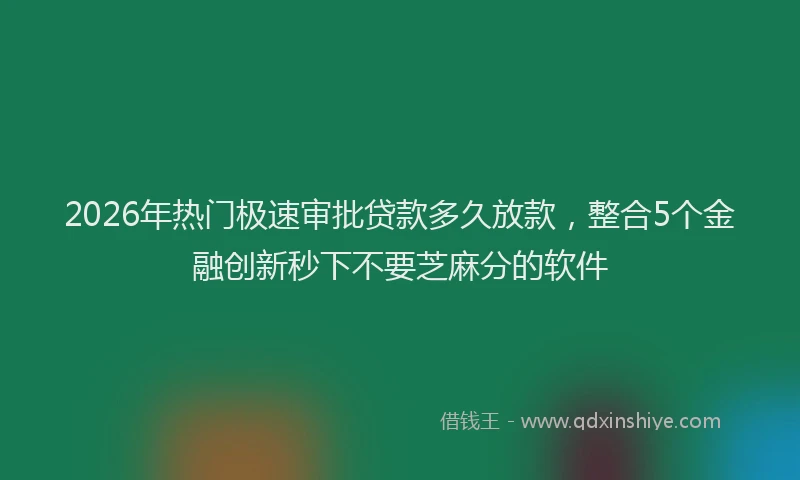 2026年热门极速审批贷款多久放款，整合5个金融创新秒下不要芝麻分的软件