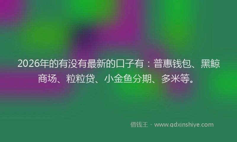 2026年的有没有最新的口子有：普惠钱包、黑鲸商场、粒粒贷、小金鱼分期、多米等。