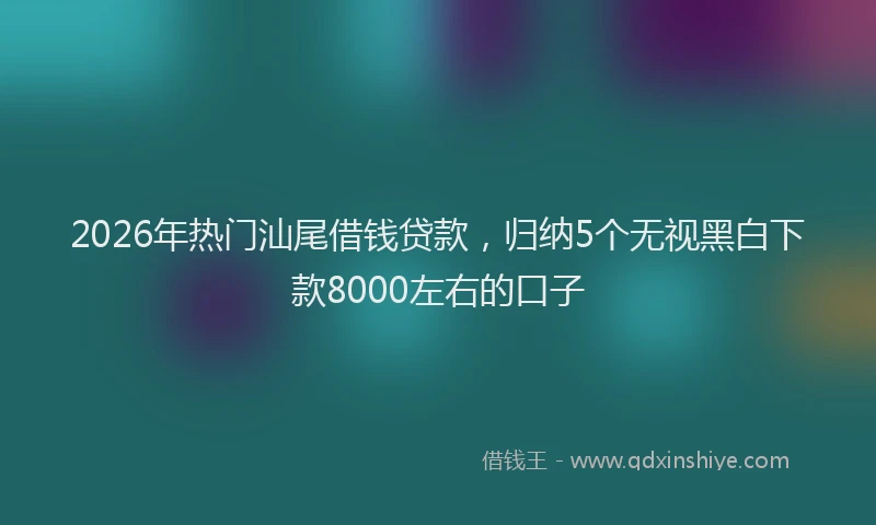 2026年热门汕尾借钱贷款，归纳5个无视黑白下款8000左右的口子