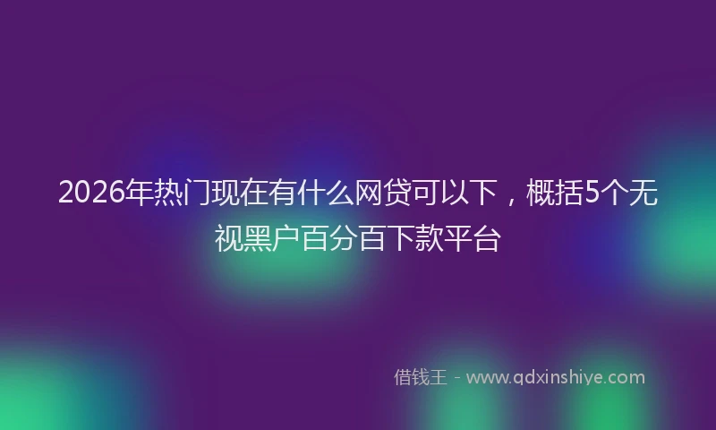 2026年热门现在有什么网贷可以下，概括5个无视黑户百分百下款平台