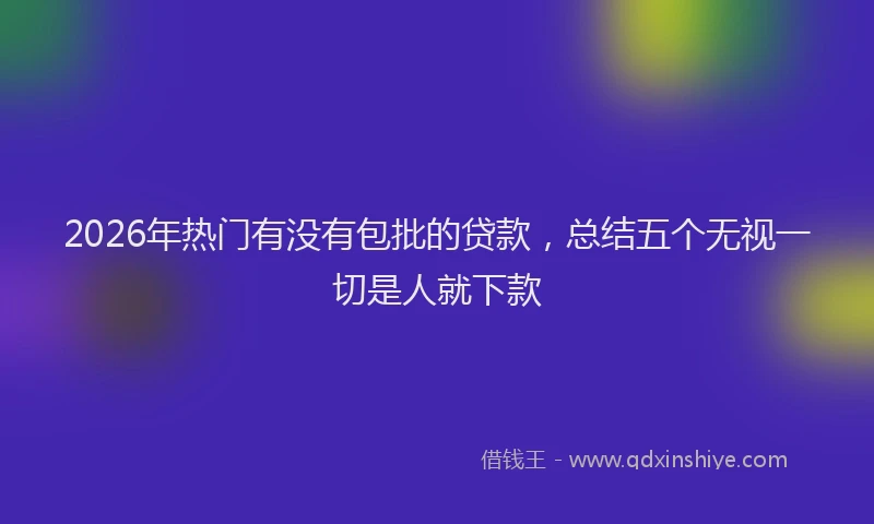 2026年热门有没有包批的贷款，总结五个无视一切是人就下款