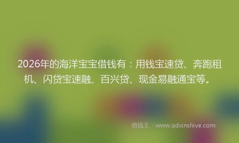 2026年的海洋宝宝借钱有：用钱宝速贷、奔跑租机、闪贷宝速融、百兴贷、现金易融通宝等。