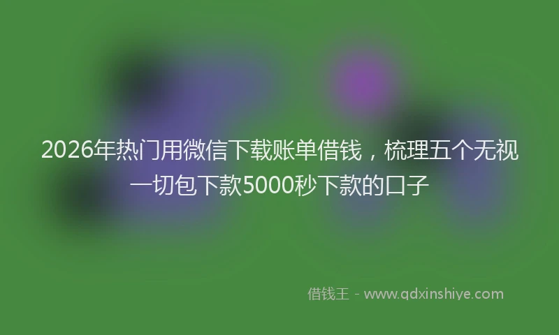 2026年热门用微信下载账单借钱，梳理五个无视一切包下款5000秒下款的口子