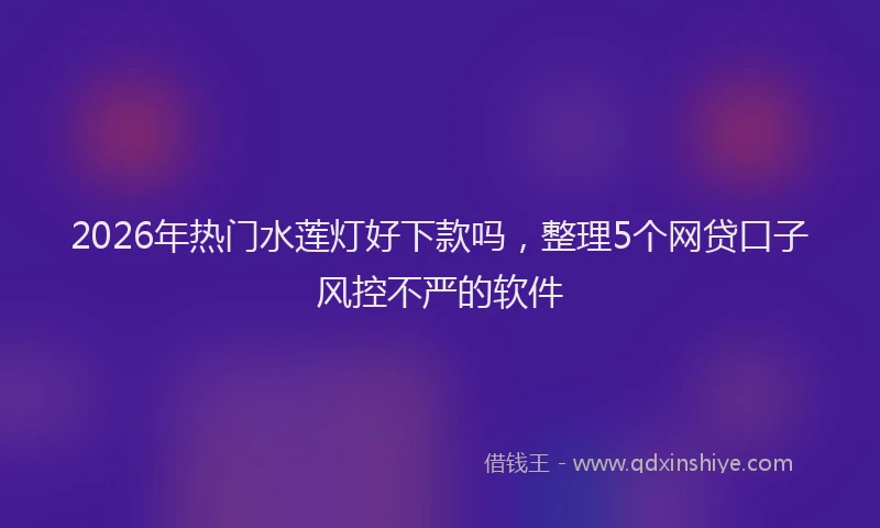 2026年热门水莲灯好下款吗，整理5个网贷口子风控不严的软件