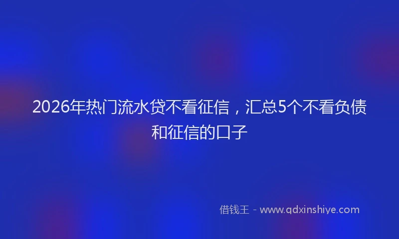 2026年热门流水贷不看征信，汇总5个不看负债和征信的口子