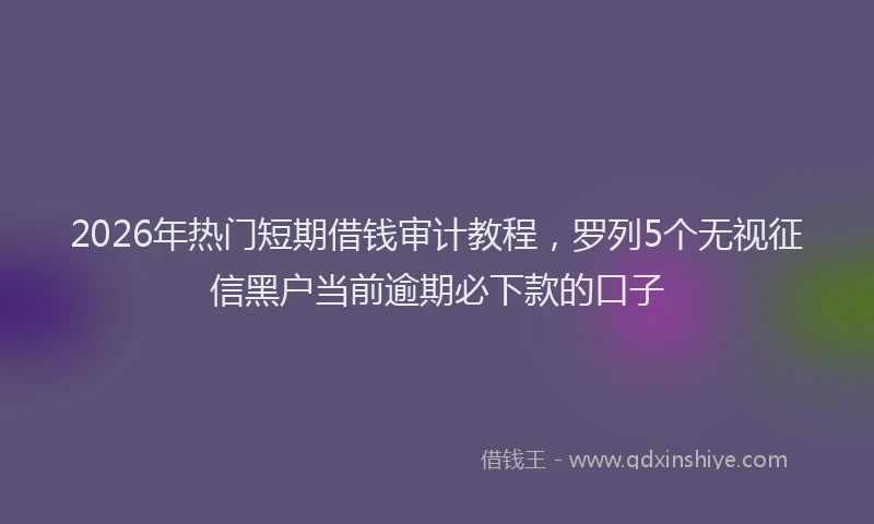 2026年热门短期借钱审计教程，罗列5个无视征信黑户当前逾期必下款的口子