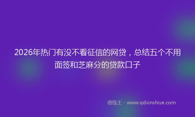 2026年热门有没不看征信的网贷，总结五个不用面签和芝麻分的贷款口子