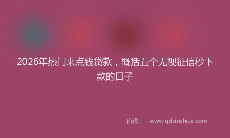 2026年热门来点钱贷款，概括五个无视征信秒下款的口子