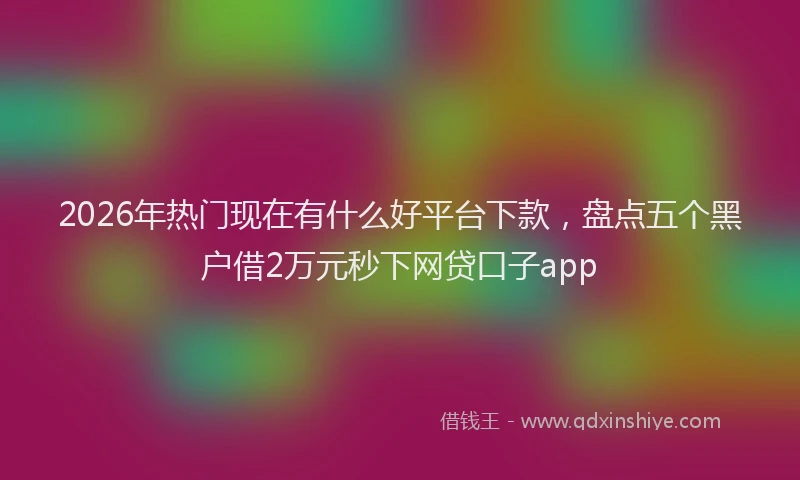 2026年热门现在有什么好平台下款，盘点五个黑户借2万元秒下网贷口子app