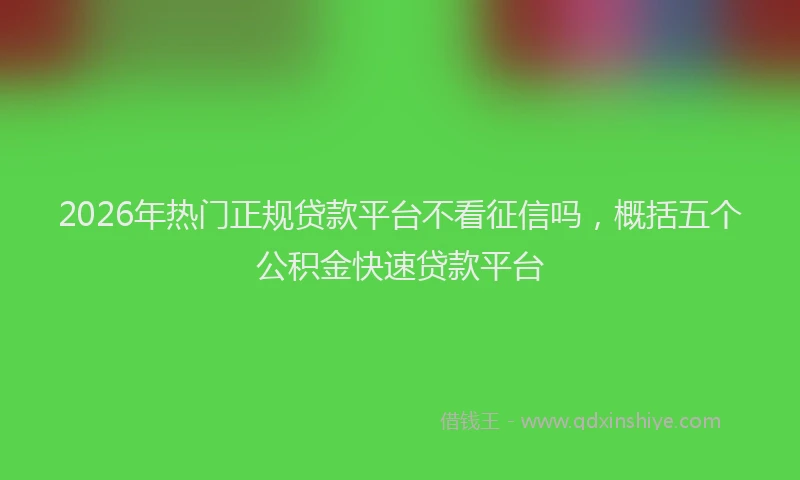 2026年热门正规贷款平台不看征信吗，概括五个公积金快速贷款平台