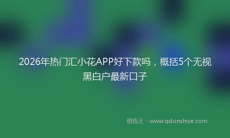 2026年热门汇小花APP好下款吗，概括5个无视黑白户最新口子