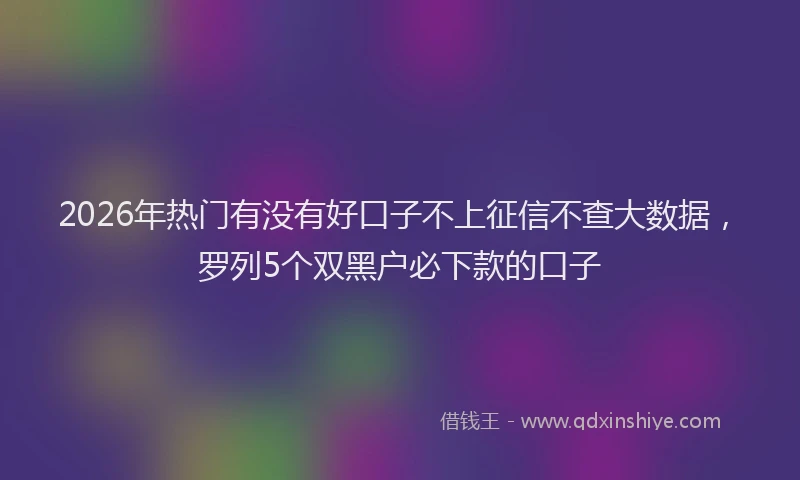 2026年热门有没有好口子不上征信不查大数据，罗列5个双黑户必下款的口子