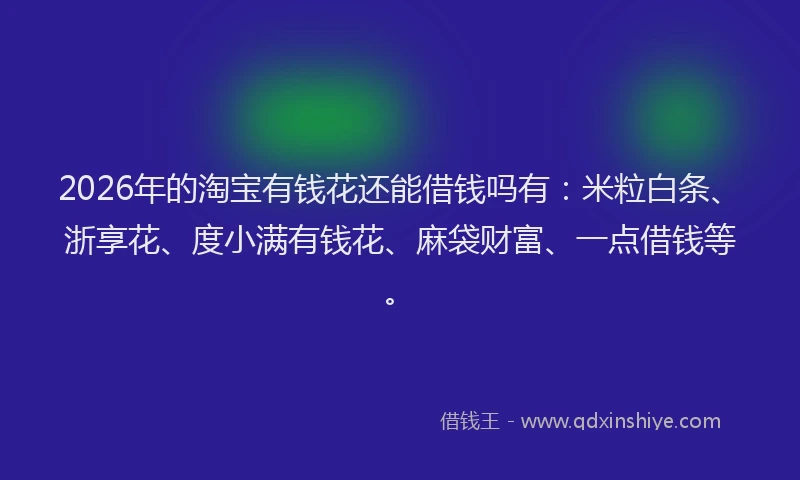 2026年的淘宝有钱花还能借钱吗有：米粒白条、浙享花、度小满有钱花、麻袋财富、一点借钱等。