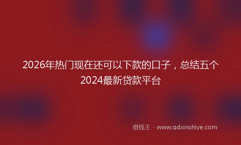 2026年热门现在还可以下款的口子，总结五个2024最新贷款平台