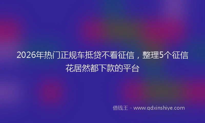 2026年热门正规车抵贷不看征信，整理5个征信花居然都下款的平台