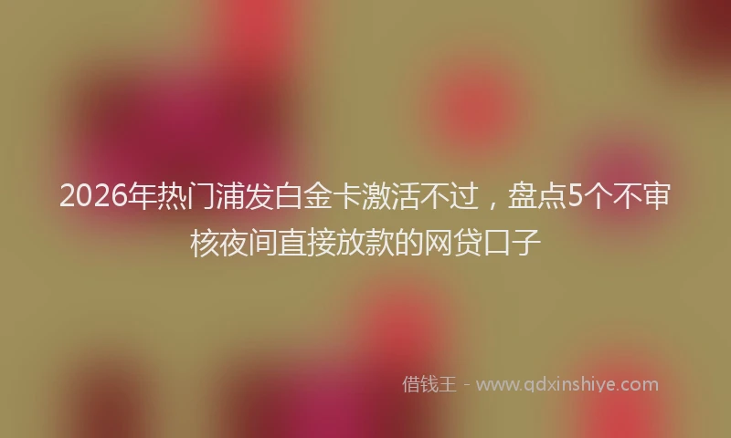 2026年热门浦发白金卡激活不过，盘点5个不审核夜间直接放款的网贷口子