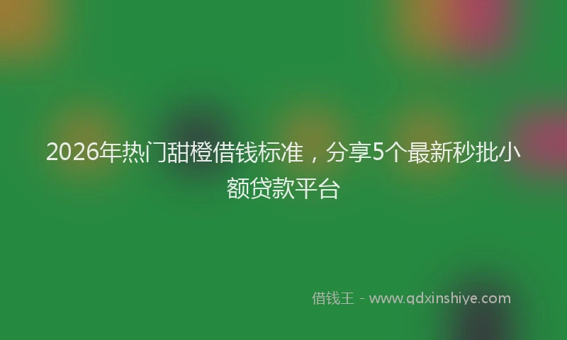 2026年热门甜橙借钱标准，分享5个最新秒批小额贷款平台