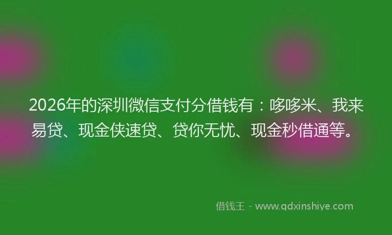 2026年的深圳微信支付分借钱有：哆哆米、我来易贷、现金侠速贷、贷你无忧、现金秒借通等。