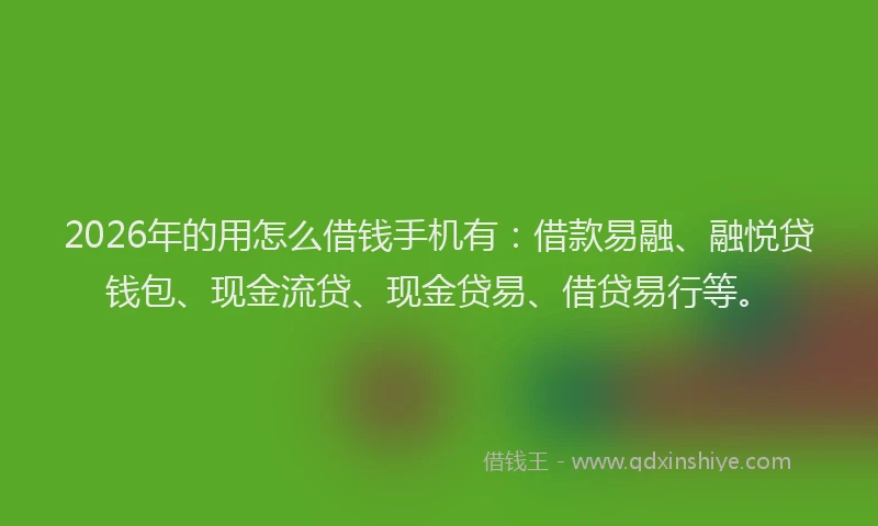 2026年的用怎么借钱手机有：借款易融、融悦贷钱包、现金流贷、现金贷易、借贷易行等。