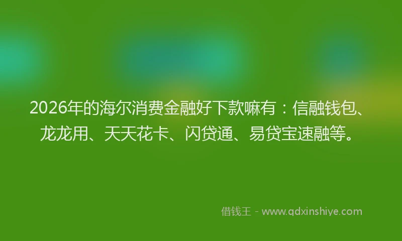 2026年的海尔消费金融好下款嘛有：信融钱包、龙龙用、天天花卡、闪贷通、易贷宝速融等。