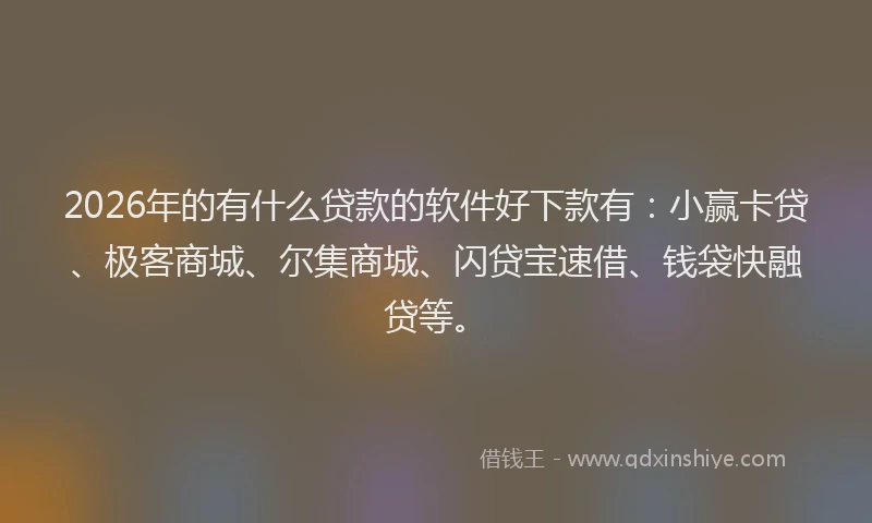 2026年的有什么贷款的软件好下款有：小赢卡贷、极客商城、尔集商城、闪贷宝速借、钱袋快融贷等。