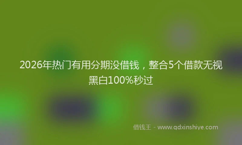 2026年热门有用分期没借钱,整合5个借款无视黑白100%秒过
