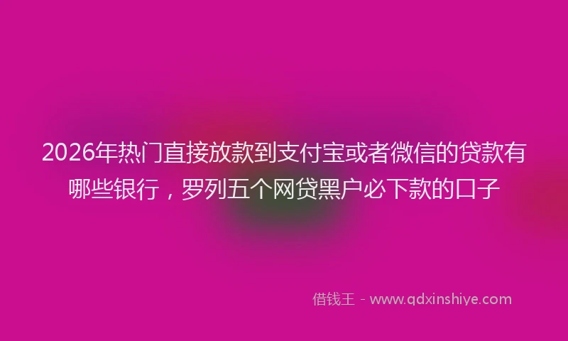 2026年热门直接放款到支付宝或者微信的贷款有哪些银行，罗列五个网贷黑户必下款的口子