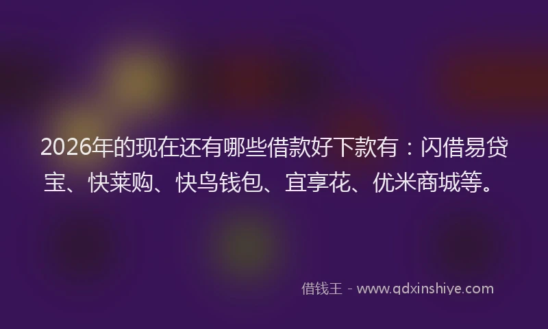 2026年的现在还有哪些借款好下款有:闪借易贷宝、快莱购、快鸟钱包、宜享花、优米商城等。