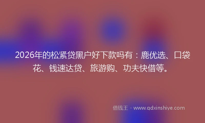 2026年的松紧贷黑户好下款吗有：鹿优选、口袋花、钱速达贷、旅游购、功夫快借等。