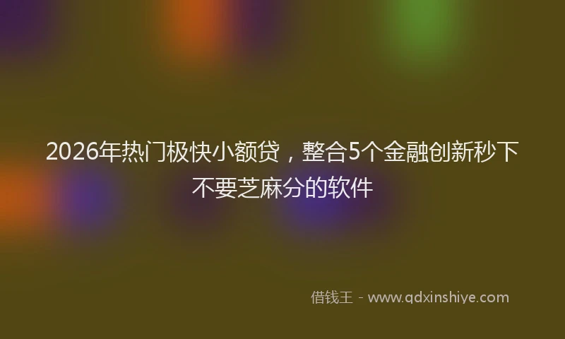 2026年热门极快小额贷，整合5个金融创新秒下不要芝麻分的软件