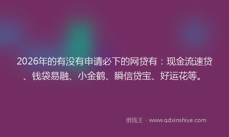 2026年的有没有申请必下的网贷有：现金流速贷、钱袋易融、小金鹤、瞬信贷宝、好运花等。