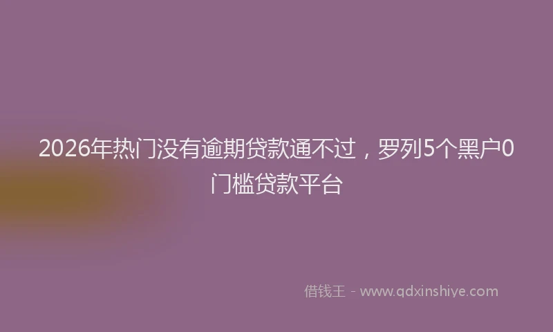 2026年热门没有逾期贷款通不过，罗列5个黑户0门槛贷款平台