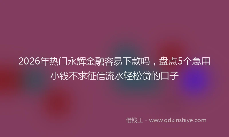 2026年热门永辉金融容易下款吗，盘点5个急用小钱不求征信流水轻松贷的口子