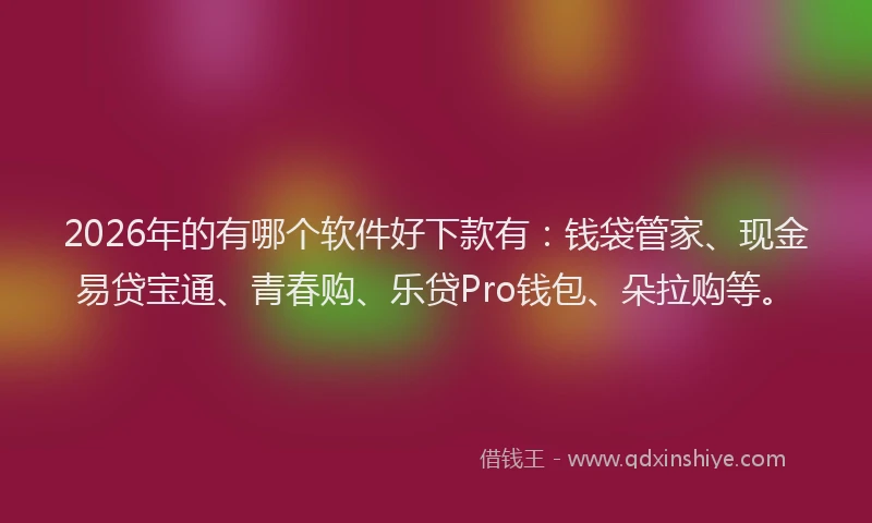 2026年的有哪个软件好下款有：钱袋管家、现金易贷宝通、青春购、乐贷Pro钱包、朵拉购等。