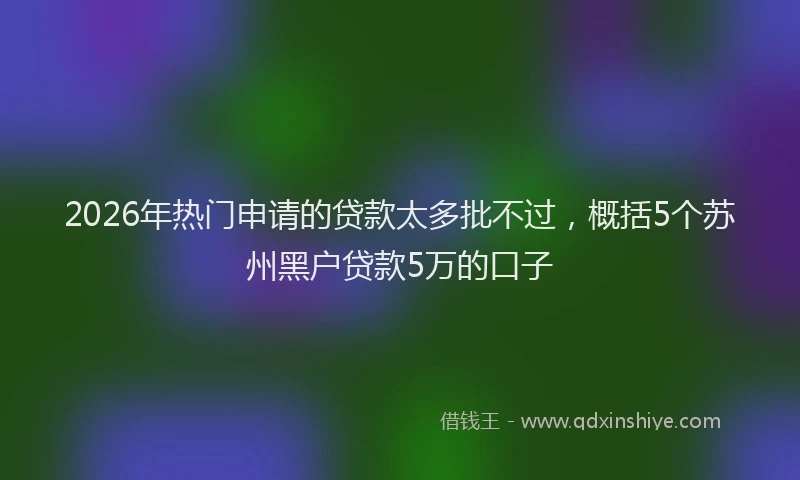 2026年热门申请的贷款太多批不过,概括5个苏州黑户贷款5万的口子