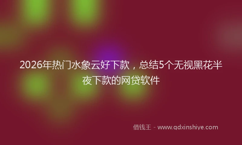 2026年热门水象云好下款，总结5个无视黑花半夜下款的网贷软件