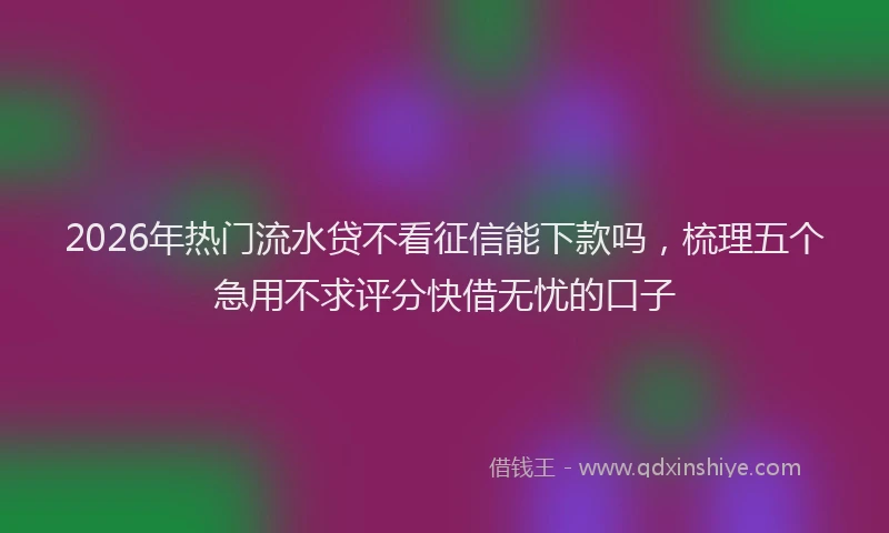 2026年热门流水贷不看征信能下款吗，梳理五个急用不求评分快借无忧的口子