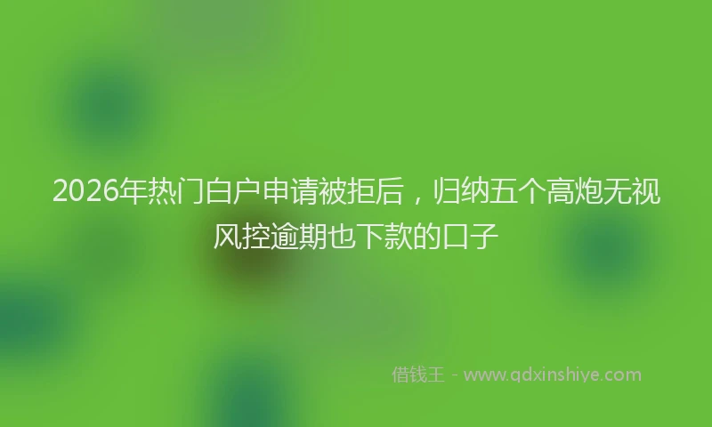 2026年热门白户申请被拒后,归纳五个高炮无视风控逾期也下款的口子