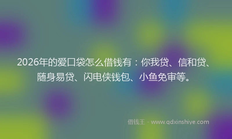 2026年的爱口袋怎么借钱有：你我贷、信和贷、随身易贷、闪电侠钱包、小鱼免审等。