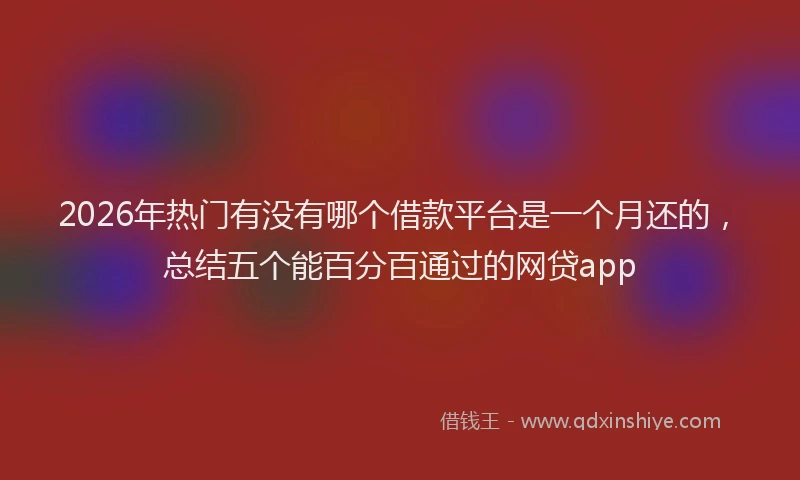 2026年热门有没有哪个借款平台是一个月还的，总结五个能百分百通过的网贷app