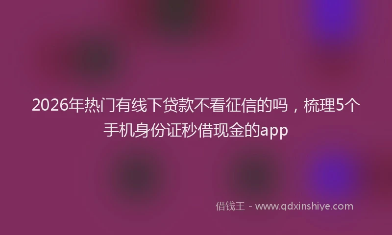 2026年热门有线下贷款不看征信的吗，梳理5个手机身份证秒借现金的app