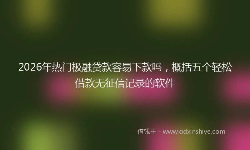 2026年热门极融贷款容易下款吗，概括五个轻松借款无征信记录的软件