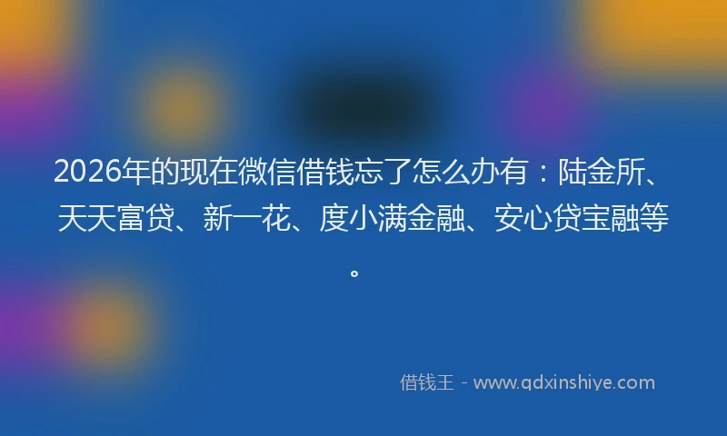2026年的现在微信借钱忘了怎么办有：陆金所、天天富贷、新一花、度小满金融、安心贷宝融等。