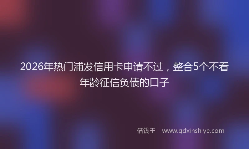 2026年热门浦发信用卡申请不过，整合5个不看年龄征信负债的口子