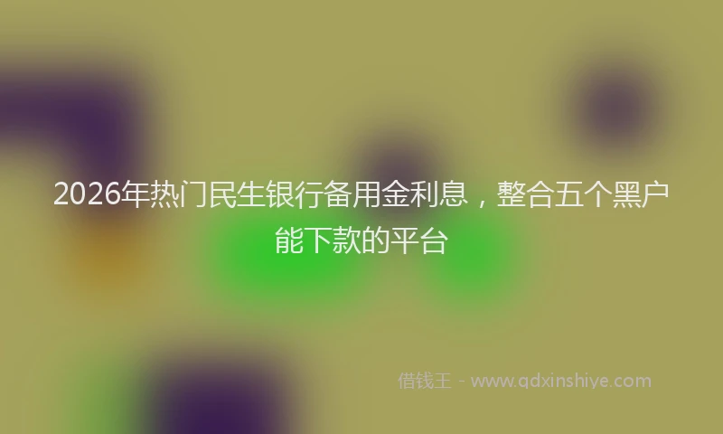 2026年热门民生银行备用金利息，整合五个黑户能下款的平台
